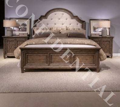 Liberty Furniture Paradise Valley King Upholstered Bed in Saddle Brown - Furniture 4 Less (Jacksonville, NC)
