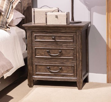 Liberty Furniture Paradise Valley Nightstand with Charging Station in Saddle Brown image