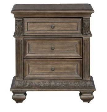 Liberty Furniture Carlisle Court 3 Drawer Nightstand with Charging Station in Chestnut with Dusty Wax - Furniture 4 Less (Jacksonville, NC)
