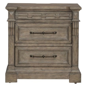 Liberty Furniture Town & Country 3 Drawer Nightstand w/ Charging Station in Dusty Taupe - Furniture 4 Less (Jacksonville, NC)