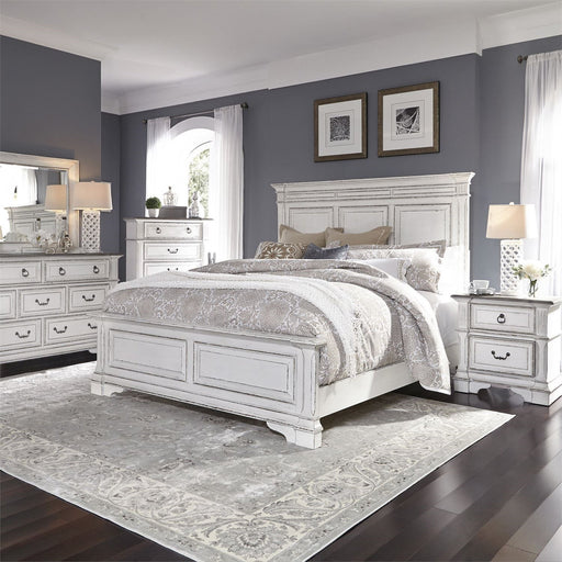 Liberty Furniture Abbey Park California King Panel Bed in Antique White - Furniture 4 Less (Jacksonville, NC)